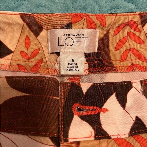 Ann Taylor LOFT CORAL, BROWN, Floral Capris Pants size‎ 6 NEW WITHOUT TAGS - Picture 8 of 9